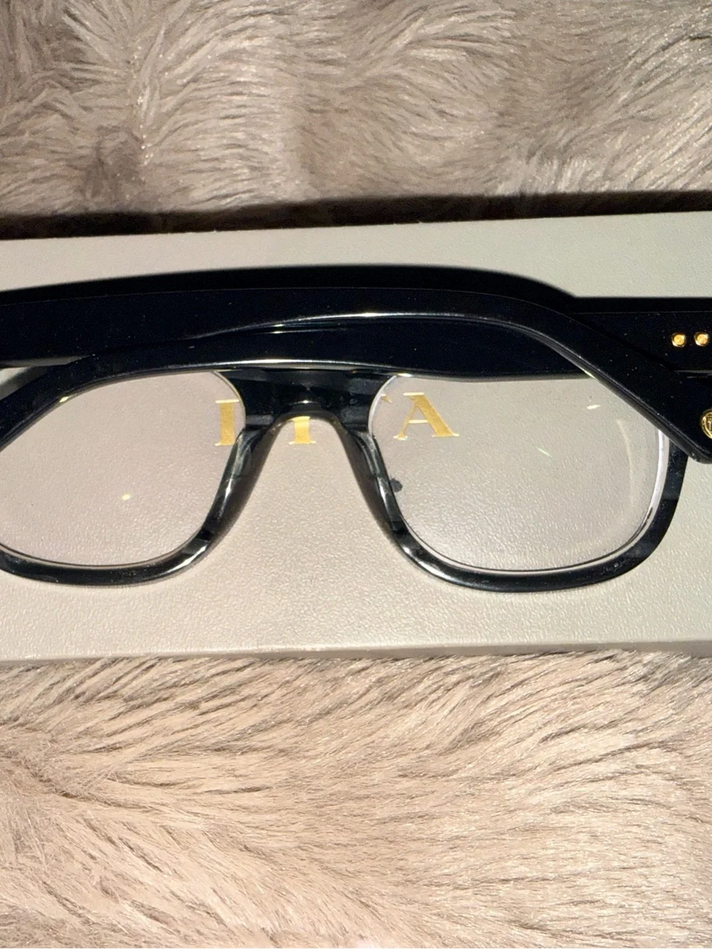$735 DITA RHYTHM SOFT SQUARE CAT EYE INFLUENCED BLACK & GOLD EYEGLASSES FRAMES